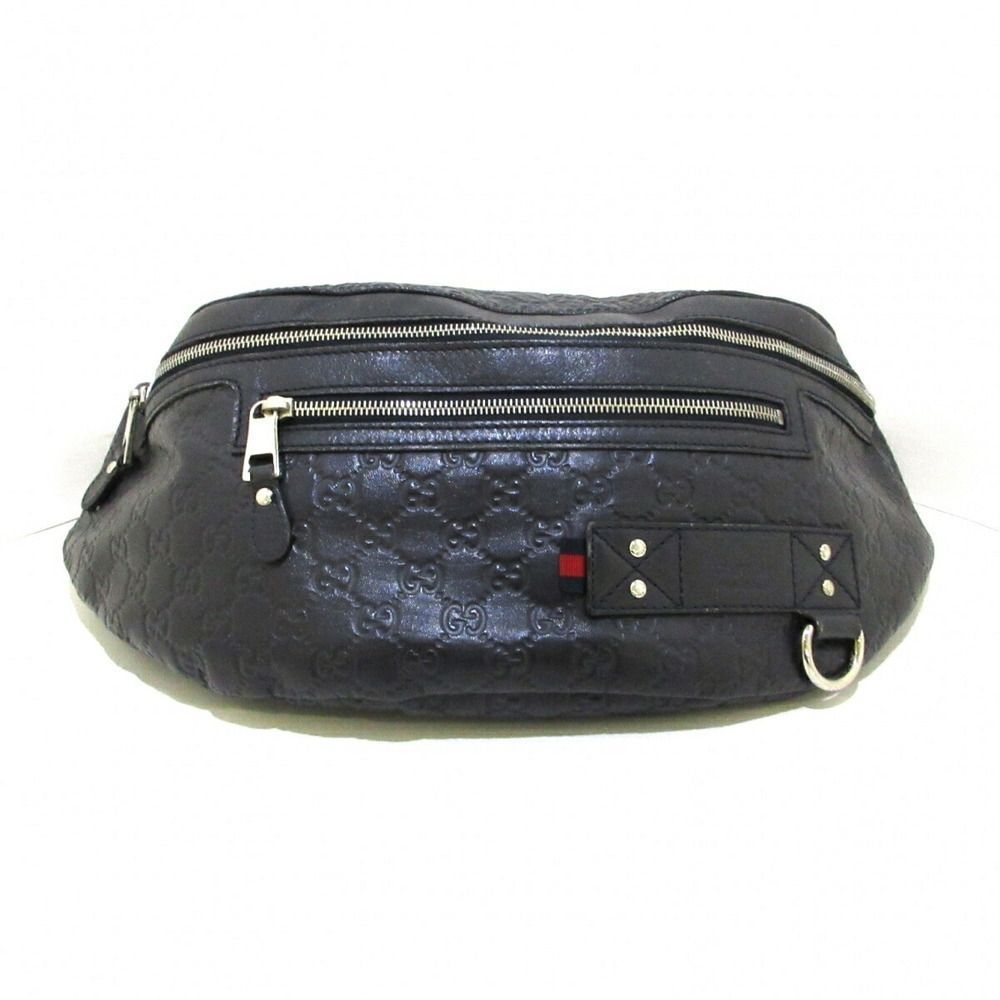 Gucci Stripe Waist Pouch Dark Navy Leather